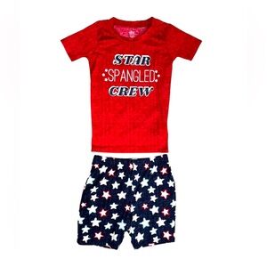 Way to Celebrate! Patriotic Star Spangled Crew Girls Pajama Set - Size Medium